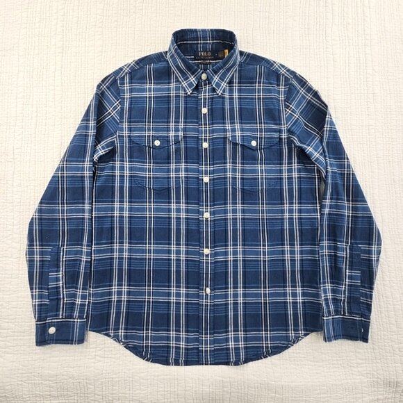 Polo Ralph Lauren Shirt Men's M Blue Plaid NWOT Long Sleeve Button Down Classic - Picture 1 of 16